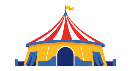 Vibrant circus tent with red and white stripes beckons for festive fun and thrilling entertainment under its iconic canvas canopy