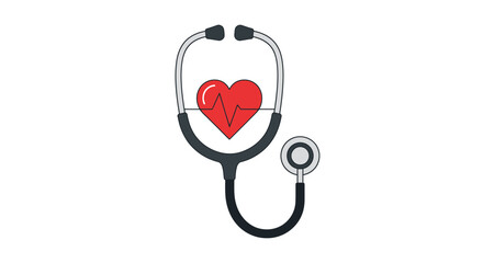 Vital signs check with a modern stethoscope and vibrant heart pulse graphic symbolizing health and care