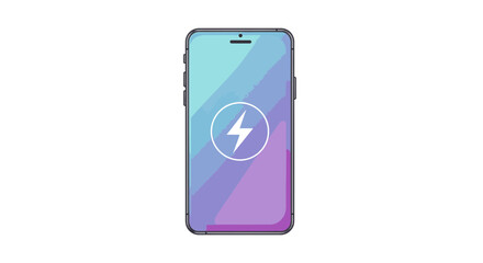 Modern smartphone displaying vibrant charging icon with gradient screen, perfect for tech and innovation concepts.