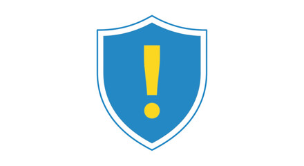 Warning alert icon on shield symbolizing security alert critical notification system protection caution safety warning