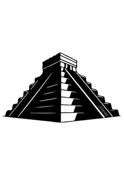 Mayan or Aztec Pyramid Silhouette