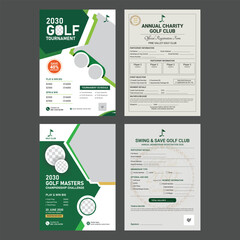 Golf tournament and Championship flyer or poster template, golf game flyer and magazine cover vector Design, Golf Tournament Registrar Flyer Layout