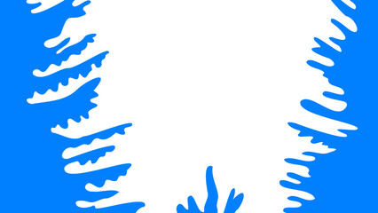 Abstract blue and white design with jagged edges creating a frame around a white space area