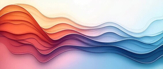 Fluid abstract waves in vibrant colors gently shift and flow, with a smooth cinematic pan revealing a serene gradient backdrop, ideal for modern design and creative inspiration.