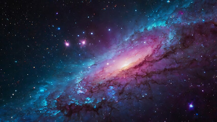 Fototapeta premium 3D image Colorful Space Nebula Background with Stars, Blue and Pink Glow, Galaxy, Cosmic, Universe, Astronomy Design.