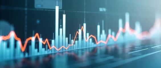 Dynamic financial market data visualization with animated stock charts, a slow panning camera, and gentle ambient motion in a modern, cinematic style. - Powered by Adobe