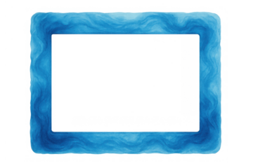 Blue wavy frame creating a soft gradient border, an empty placeholder with rounded corners on a transparent background