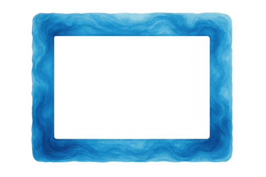Blue wavy frame creating a soft gradient border, an empty placeholder with rounded corners on a transparent background