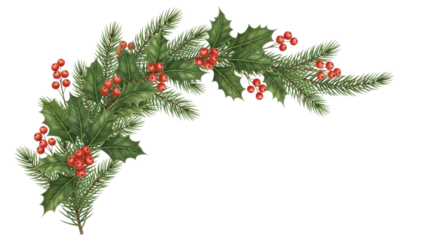 Christmas garland corner decoration transparent background cutout png