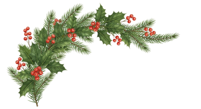 Christmas garland corner decoration transparent background cutout png