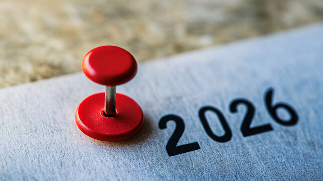 Mark your calendar for 2026 with a vibrant red pin for a special date reminder