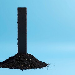 Minimalist Vertical Block Soil Against Light Blue Background