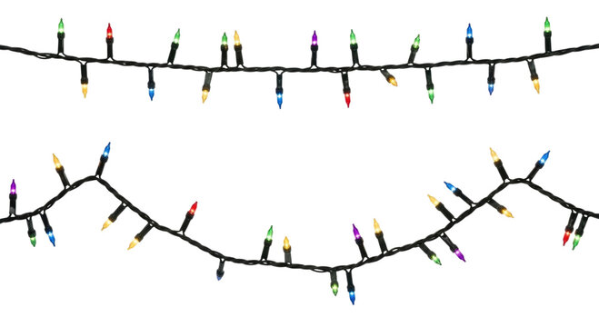 String of christmas lights transparent background cutout png