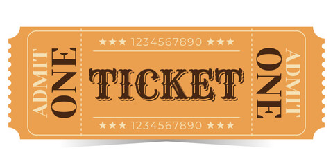 Retro ticket design template. Vector illustration isolated on white background. Vintage entry mockup coupon for museum, film,theater, movie, circus and more © Dukhanina Ekaterina