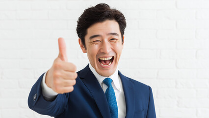 親指を立てるビジネスマン