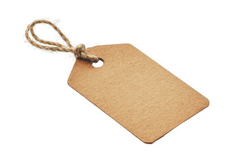Blank kraft paper gift tag with twine on black background