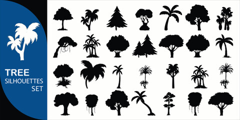 Tree Silhouettes Vector Set