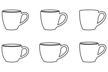 Coffee cup outline icon set on white background
