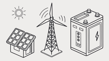 Fototapeta premium Illustration of sustainable energy sources isolated on