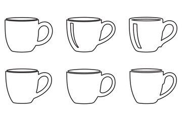 Coffee cup outline icon set on white background
