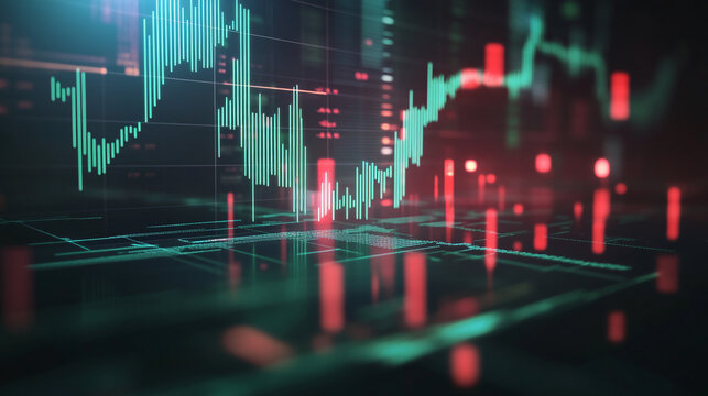 Dynamic stock market chart with rising trends for financial analysis and data insight