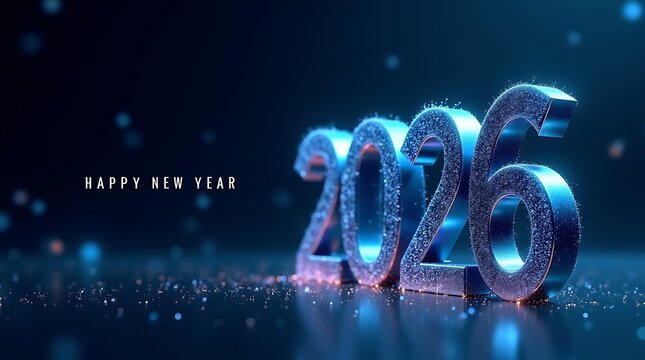 Futuristic digital 2023 text with glowing particles and dark background