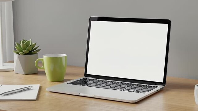 Modern Workspace Scene with Laptop for Business and Technology Projects in a Stylish Setting