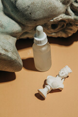 Antique bust fragments cosmetic jars top view