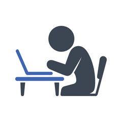 Person working at a desktop computer icon