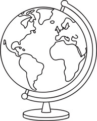 Terrestrial globe simple outline for geography education conceptual global studies and children learning projects
