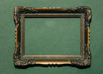 19th century vintage frame empty green background