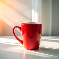 Close up huge red mug. Red cup for tea or soup isolated on white background with clipping path. Red coffee cup mockup. Generative ai.
