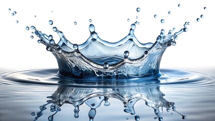 Dynamic water splash crown formation with reflection