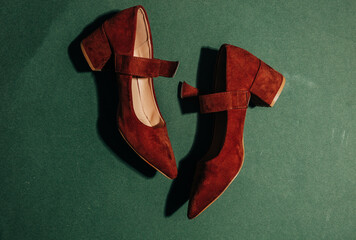 Brown vintage 1940s women's shoes top view