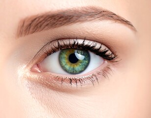 Fototapeta premium Close-up of a human eye, vibrant emerald green, detailed and bright