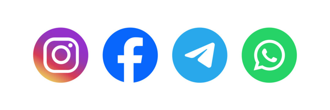 Instagram, Facebook, Telegram, Whatsapp Logo Icons, Popular Social Media, Messenger. Vector Icon