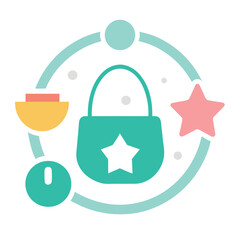 Clean baby brand logo with baby bag and star icons.