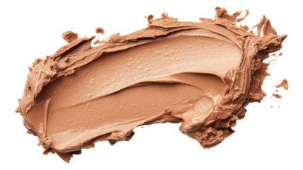 Cream chocolate spread with smooth rich texture creating glossy delicious surface suitable for sweet treats isolated on white background