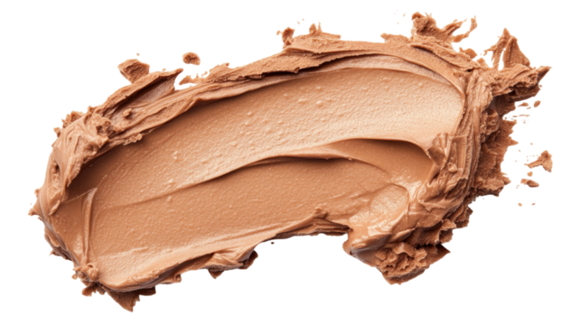 Cream chocolate spread with smooth rich texture creating glossy delicious surface suitable for sweet treats isolated on white background