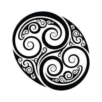 Vector illustration of maori koru spiral tribal tattoo design