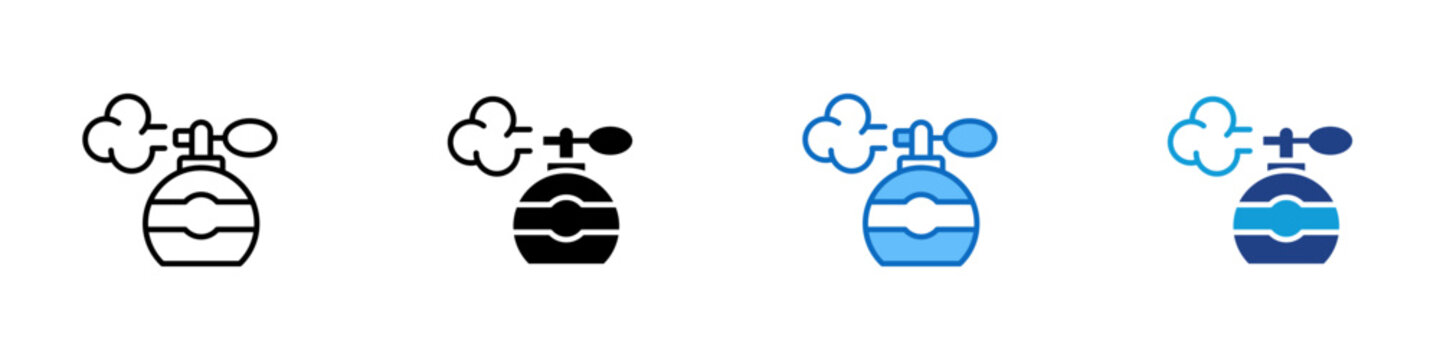 Perfume Multiple Style Icon Design Vector - perfume bottle emitting fragrance mist for personal scent enhancement