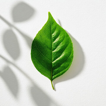 green leaf isolated on black background