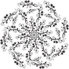 Abstract Black Swirling Vortex Radial Design Vector