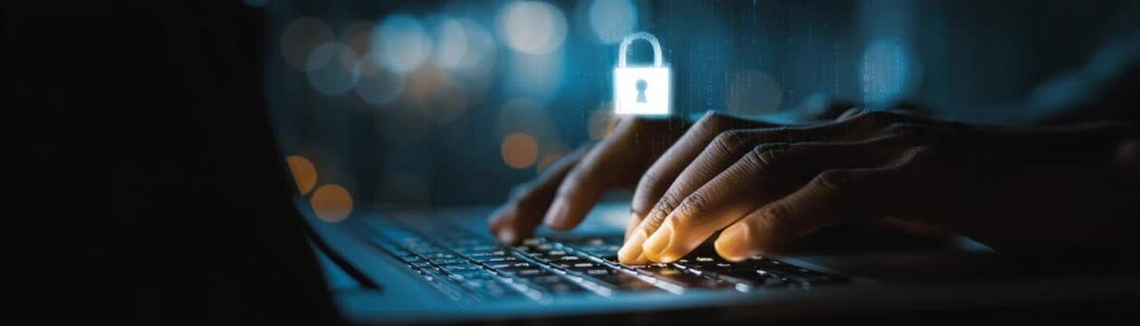 Productive worker typing on laptop keyboard leveraging key for seamless digital tasks and efficient workflow.