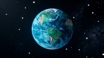 Earth in space with stars