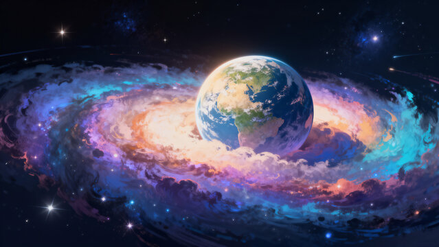 Earth in cosmic spiral galaxy