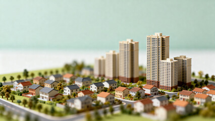 Miniature model of residential buildings