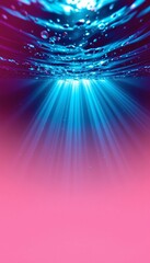 Vibrant Underwater Scene with Light and Bubbles