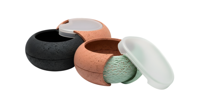 Round container with lid isolated on transparent background