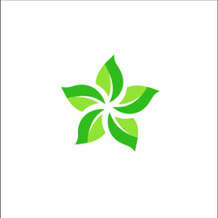 Green leaf star logo design nature symbol for ecology and environment